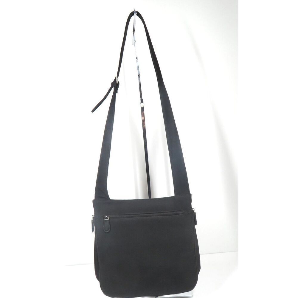 Hobo International Flight Path Black Nylon Front Flap Crossbody Bag VTG